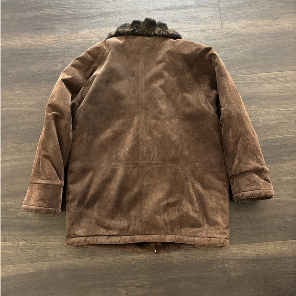 Vintage 90s Womens Reversible Suede Brown Leather Faux Fur Jacket - Picture 5 of 6